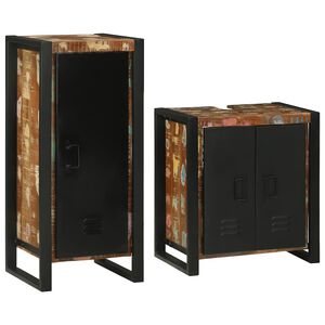 vidaXL Conjunto de M&oacute;veis para Banheiro com prateleira com porta 2 pcs