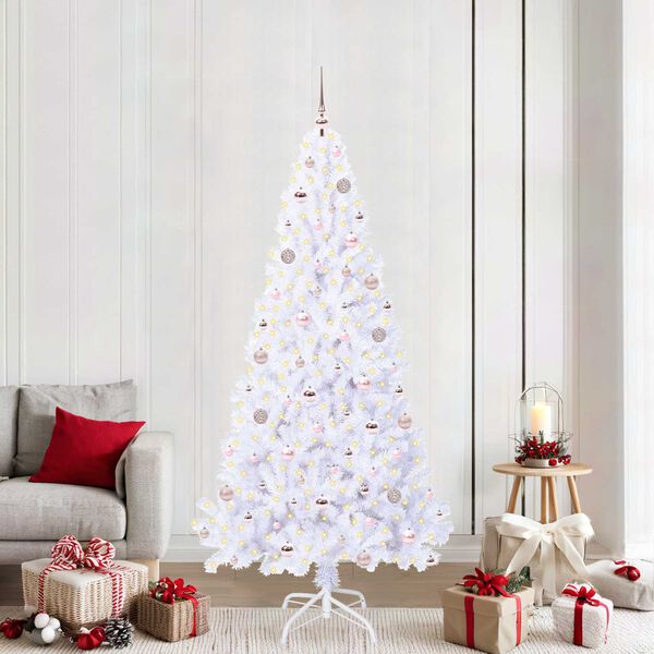 vidaXL &Aacute;rvore de Natal Artificial com 300 LEDs Branco 210 cm PVC e A&ccedil;o