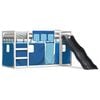 vidaXL Beliche com escorrega e cortinas 90x200 cm azul