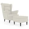 vidaXL Poltrona de descanso com banco veludo cor creme