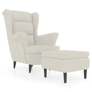 vidaXL Poltrona de descanso com banco veludo cor creme