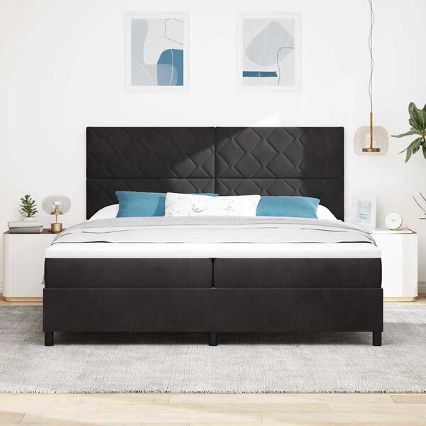 vidaXL Cama Box com colch&atilde;o com cabeceira Preto 200 x 200 cm tecido