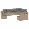 vidaXL 10 pcs conjunto de sof&aacute;s p/ jardim com almofad&otilde;es vime PE bege