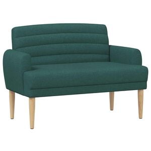 vidaXL Sof&aacute; de dois lugares com bot&atilde;o acolchoado Verde-Escuro Tecido