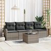 vidaXL Conjunto de Sof&aacute; de Jardim 5 pcs Cinzeto Rattan e A&ccedil;o e Vidro