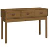 vidaXL Mesa consola 114x40x75 cm madeira de pinho maci&ccedil;a castanho mel