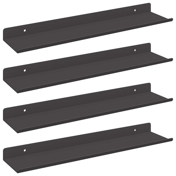 vidaXL Prateleira Flutuante 4 pcs Preto 40 x 9 x 2,5 cm A&ccedil;o