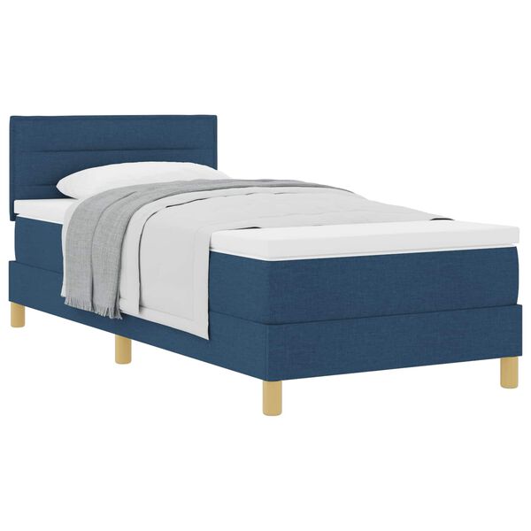 vidaXL Cama Box com colch&atilde;o com cabeceira Azul 90 x 200 cm tecido