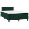 vidaXL Cama box spring c/ colch&atilde;o/LED 120x200 cm veludo verde-escuro