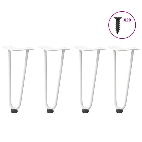 vidaXL Pernas de grampo para mesa de centro 4 peças, branco, 30 cm, aço maciço