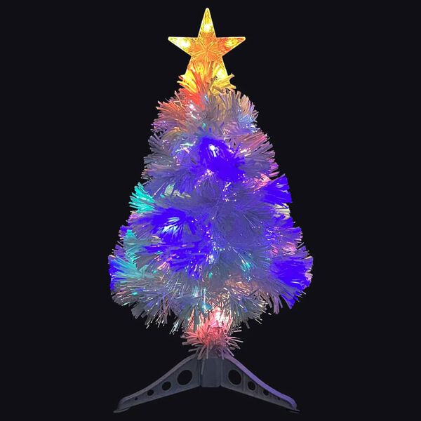 vidaXL Árvore Natal artificial pré-iluminada 64 cm fibra ótica branco