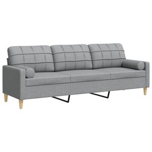 vidaXL Sof&aacute; 3 lug. c/ almofadas decorativas 210 cm tecido cinza-claro