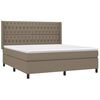 vidaXL Cama box spring colch&atilde;o/LED 180x200cm tecido cinza-acastanhado