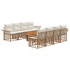 vidaXL Conjunto de Sof&aacute; de Jardim 9 unid. Natural e Branco Creme