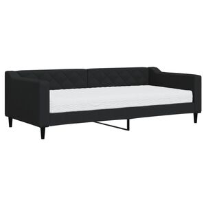 vidaXL Sof&aacute;-cama com colch&atilde;o 90x200 cm tecido preto