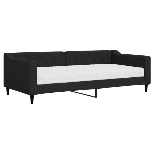 vidaXL Sof&aacute;-cama com colch&atilde;o 90x200 cm tecido preto