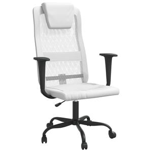 vidaXL Cadeira escrit&oacute;rio tecido malha/couro art. regul&aacute;vel branco
