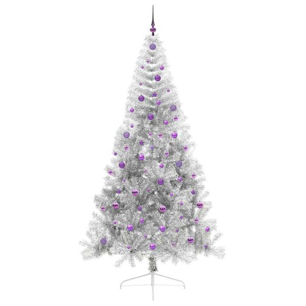 vidaXL &Aacute;rvore de Natal Artificial Pr&eacute;-iluminada Prateado 240 cm PET