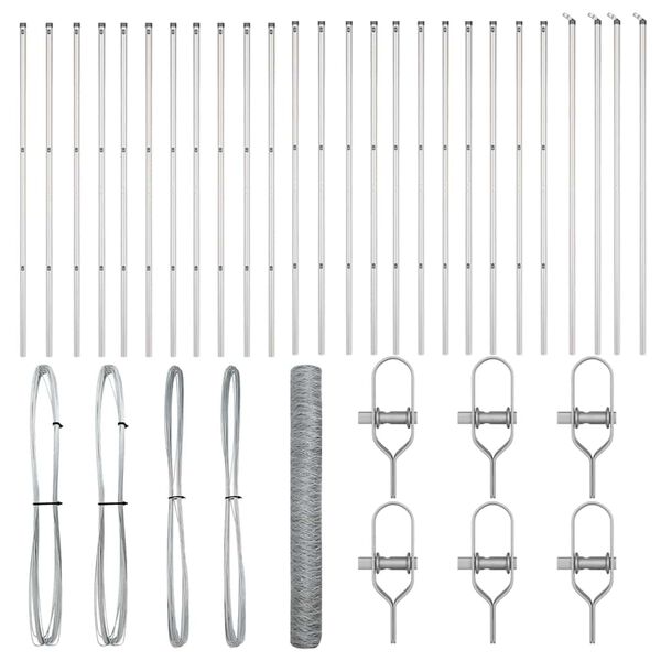 vidaXL Poste de Cerca Prateado 50 x 1,4 m (malha de 36 mm) A&ccedil;o