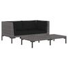 vidaXL 3 pcs conj. lounge jardim vime PE semicircular cinzento-escuro