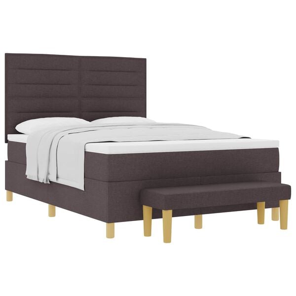 vidaXL Cama Box com colch&atilde;o Castanho escuro 140 x 200 cm tecido
