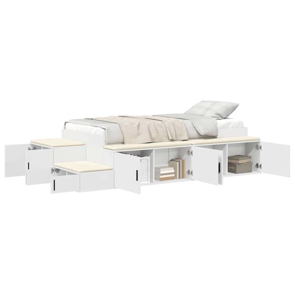 vidaXL Estrado de cama com arrumação Branco 90 cm Madeira processada
