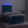 vidaXL Cama box spring c/ colch&atilde;o/LED 90x190 cm veludo azul-escuro