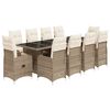 vidaXL 11 pcs conjunto de bistr&ocirc; p/ jardim c/ almofad&otilde;es vime PE bege