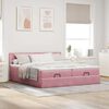 moldura de cama otomana vidaXL com colchão rosa 200x200cm Veludo
