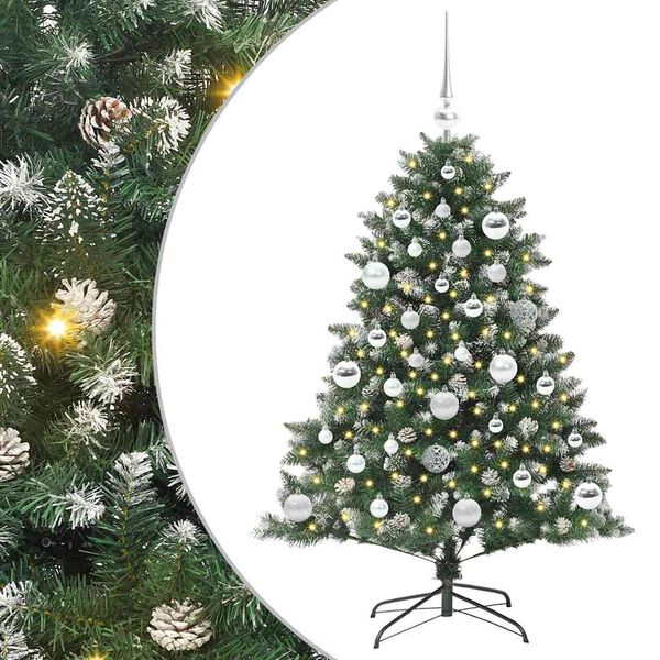 vidaXL &Aacute;rvore de Natal Artificial Verde 120 cm PVC, Pl&aacute;stico e A&ccedil;o