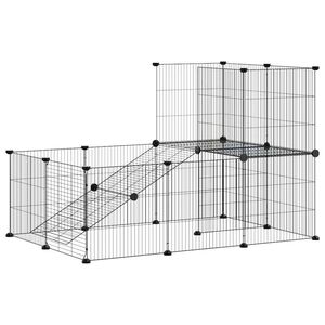 vidaXL Gaiola p/ animais de 20 pain&eacute;is c/ porta 105x70x70 cm a&ccedil;o preto