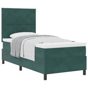 vidaXL Cama Box com colch&atilde;o Verde Escuro 90 x 190 cm tecido