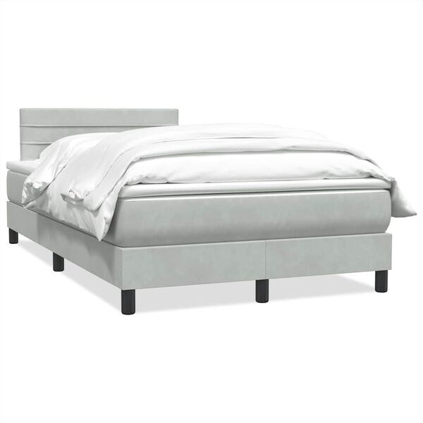 vidaXL Cama boxspring c/ colch&atilde;o 120x210 cm veludo cinzento-claro