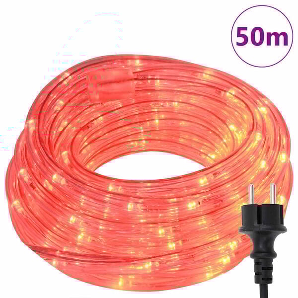 vidaXL Luz de Corda com 1200 LEDs Vermelho 50 m PVC