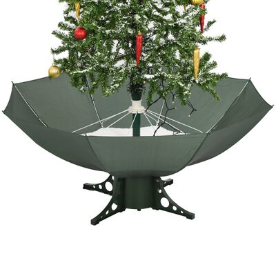 vidaXL Árvore de Natal com neve base formato guarda-chuva 170 cm verde