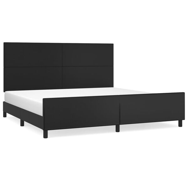 vidaXL Estrutura cama c/ cabeceira 200x200 cm couro artificial preto