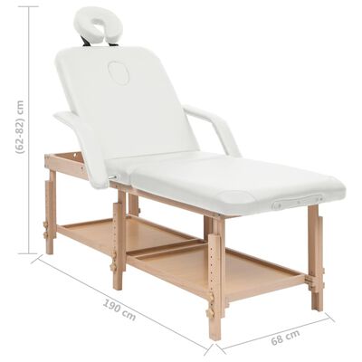 vidaXL Mesa de massagens com 3 zonas couro artificial branco