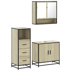 vidaXL 3 pcs conj. m&oacute;veis casa banho derivados madeira carvalho sonoma
