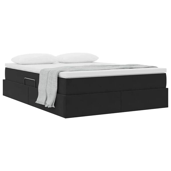 vidaXL Cama com arruma&ccedil;&atilde;o e colch&atilde;o Preto 140 x 190 cm Veludo