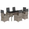 vidaXL 7 pcs conjunto de jantar p/ jardim c/ almofad&otilde;es vime PE cinza