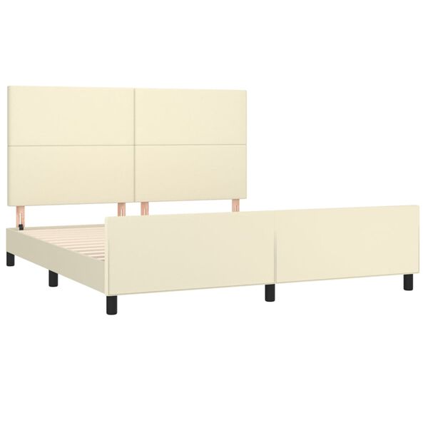 vidaXL Estrutura de cama c/ cabeceira couro artificial 180x200cm creme