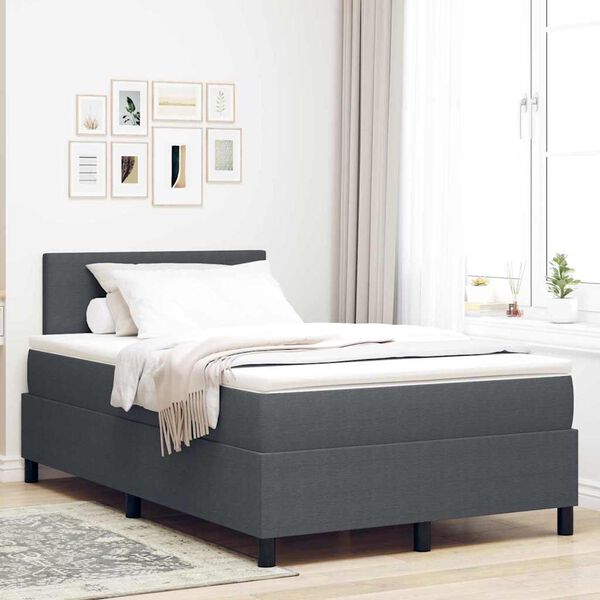 vidaXL Cama Box Manual Cinza Escuro e Branco 203 x 120 x 88 cm