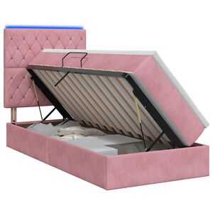 vidaXL Cama de Armazenamento LED com Colch&atilde;o Rosa 100 x 200 cm Veludo