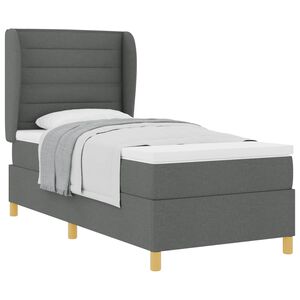 vidaXL Cama Box Springs com Colch&atilde;o Cinza Escuro 90x190 cm tecido
