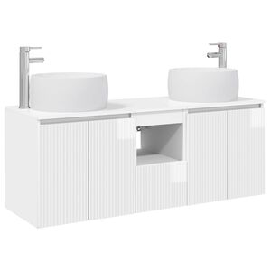 vidaXL Conjunto de Arm&aacute;rios para Banheiro 3 unid. Branco Brilhante