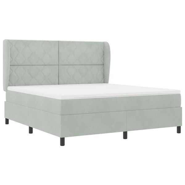 vidaXL Cama Box com colch&atilde;o Cinzento-claro 200 x 180 cm Poli&eacute;ster