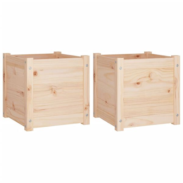 vidaXL Vasos/floreiras de jardim 2 pcs 40x40x40 cm pinho maci&ccedil;o
