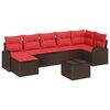 vidaXL Conjunto de Sof&aacute;s 8 unid. Marrom e Vermelho vime PE