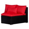 vidaXL Conjunto lounge de jardim c/ almofad&otilde;es 9 pcs vime PE vermelho