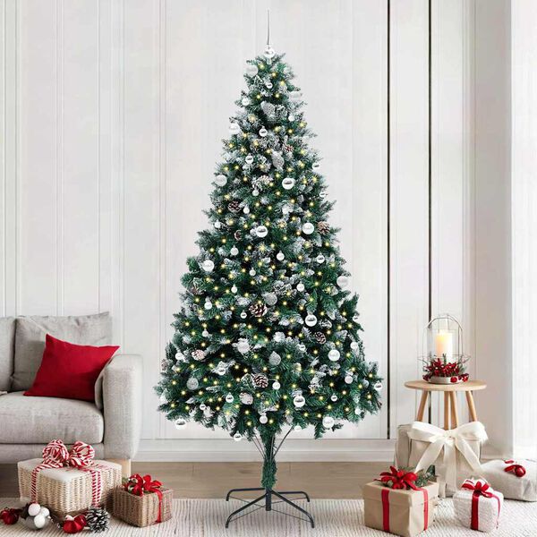vidaXL &Aacute;rvore de Natal Artificial Verde 240 cm PVC, A&ccedil;o e Pl&aacute;stico
